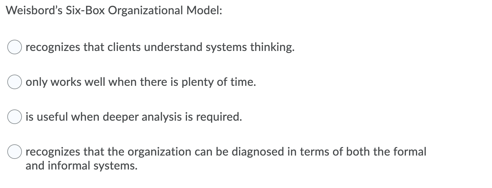 Weisbord's Six-Box Organizational Model: