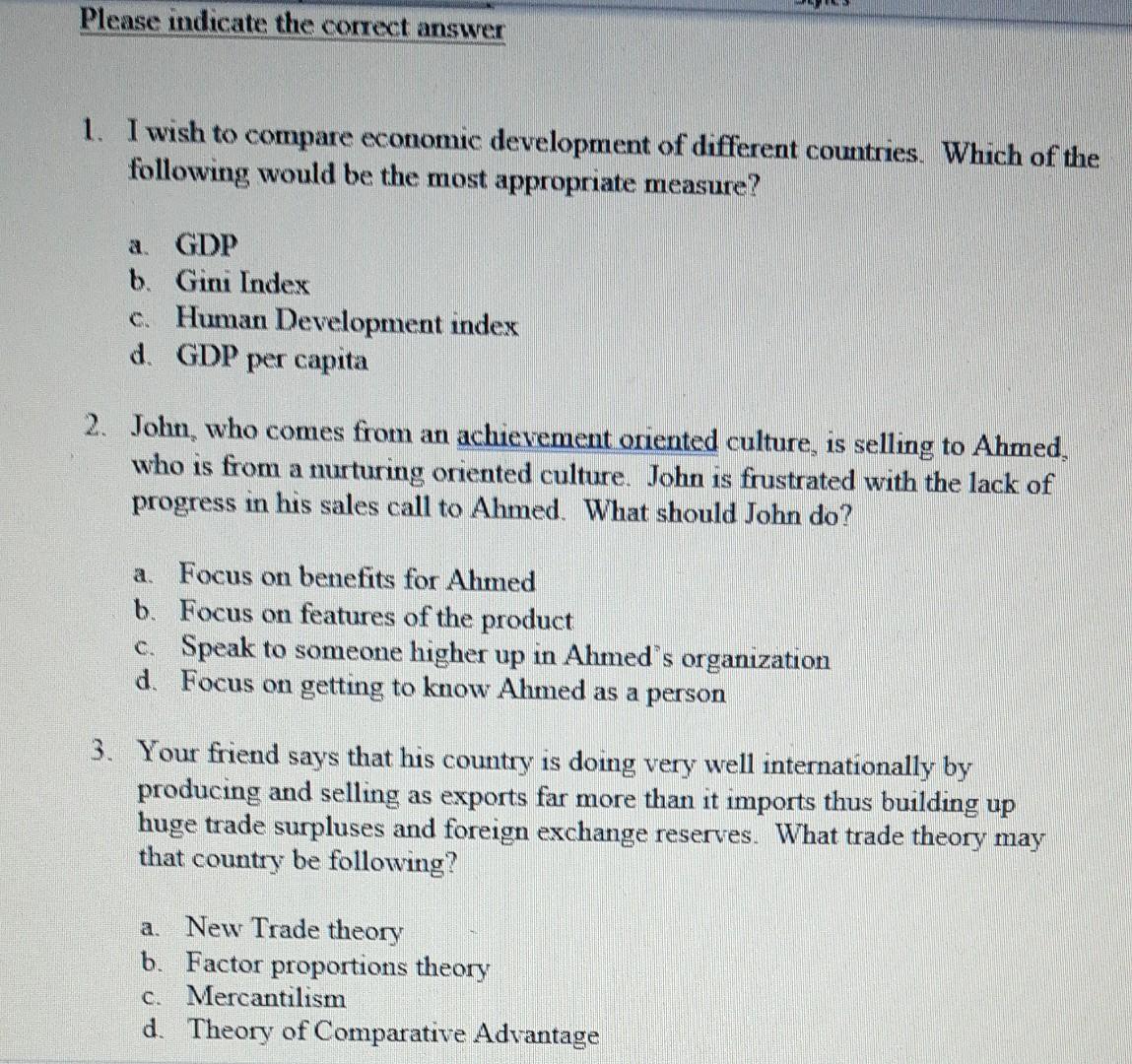this question is from international business