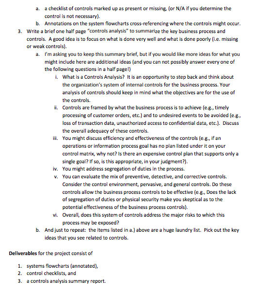 Create a system flowchart and review the controls