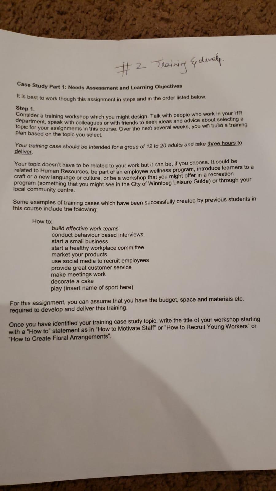 #2 Training & devel. Case Study Part 1: Needs