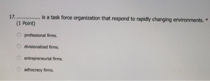 mis 17.............. is a task force organization