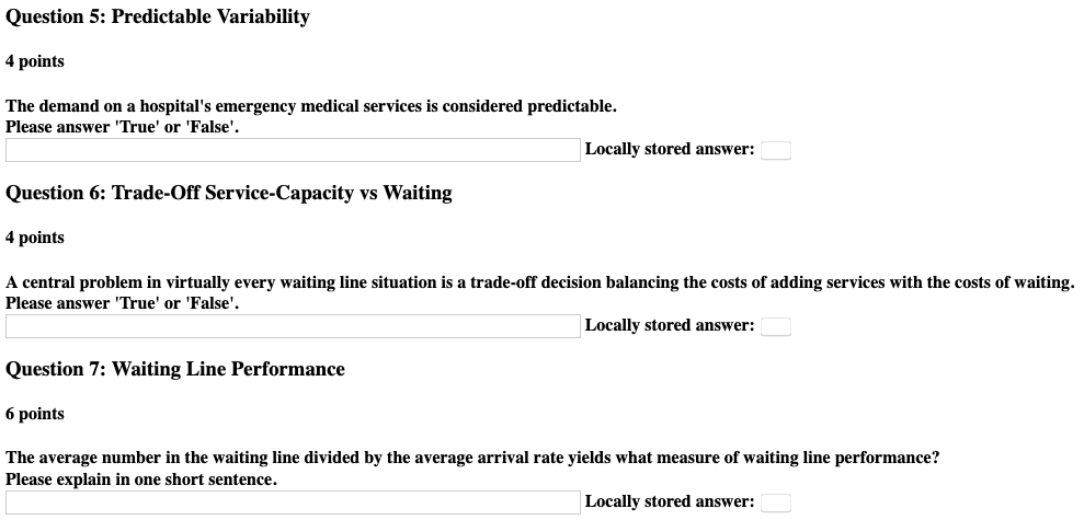 Question 5: Predictable Variability 4 points The