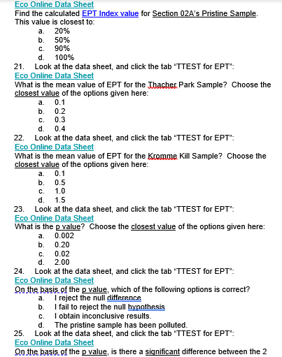 0.4 a. Eco Online Data Sheet Find the calculated