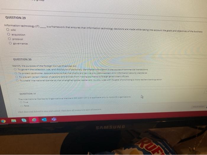 QUESTION 29 Information technology Oty framework