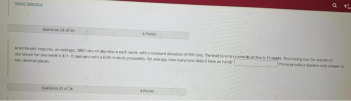 Reset Selection Question 24 of 25 4 Points Anvil