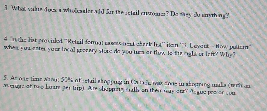 3. What value does a wholesaler add for the