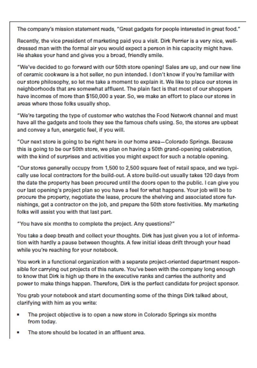 1. Develop a Project Scope Management Statement