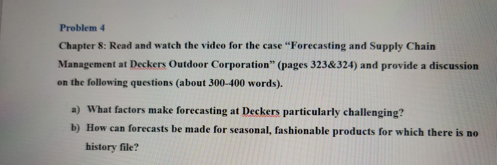 Problem 4 Chapter 8: Read and watch the video for