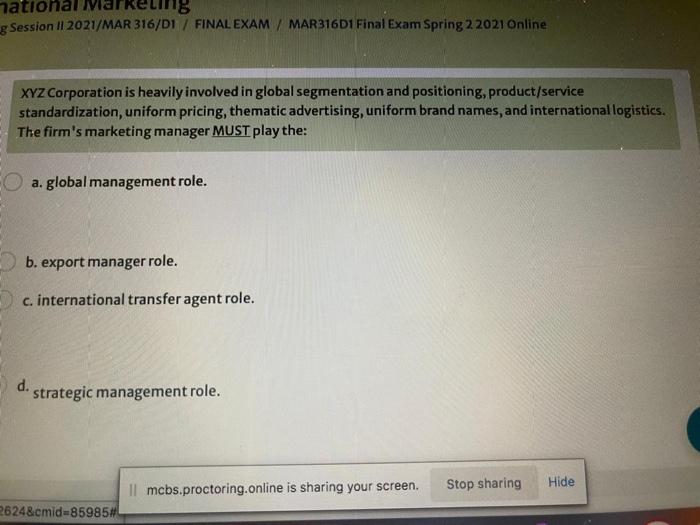 enternational markting course