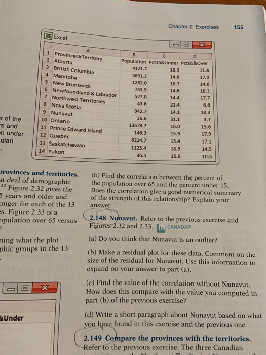 Chapter 2 Exercises 155 x Excel 1 Province