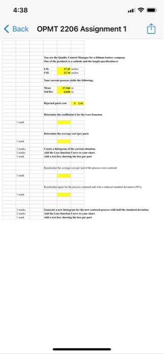 4:38 < Back OPMT 2206 Assignment 1 Www Outih Mur