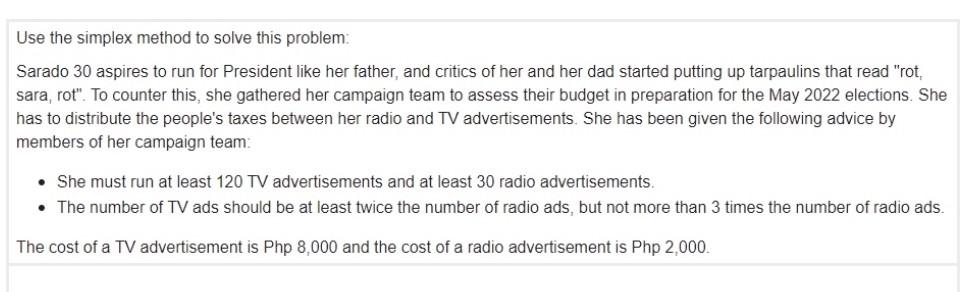 do fast Use the simplex method to solve this
