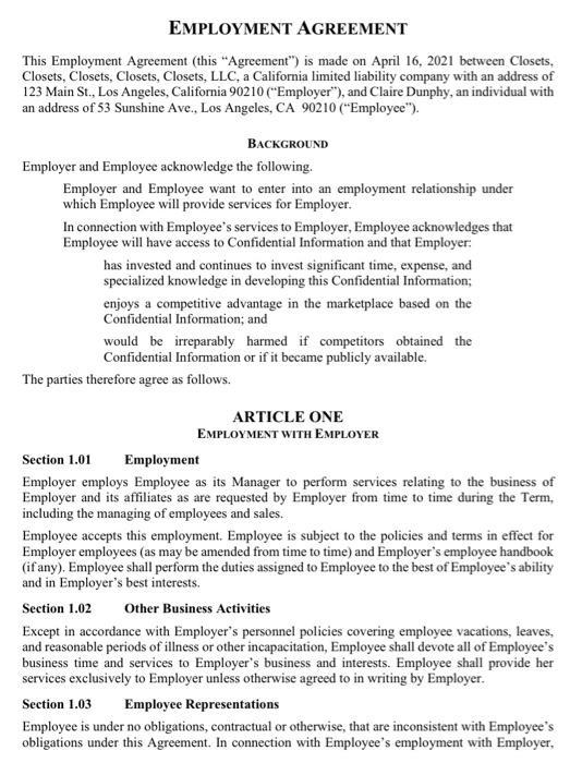 Summarize each section in a way that someone not