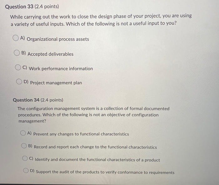Question 33 (2.4 points) While carrying out the