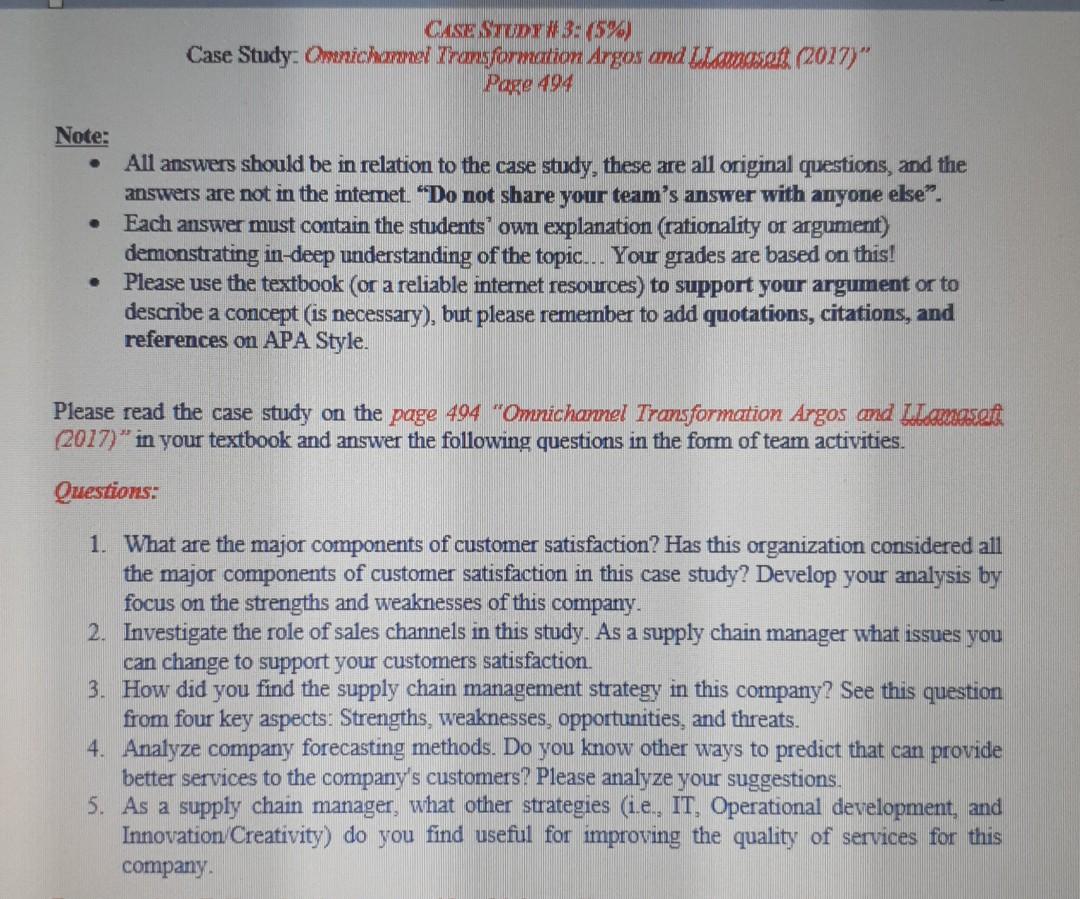 Please answer questions 4 & 5 case study is too