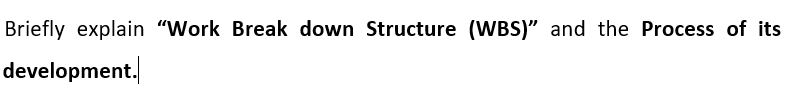 Briefly explain "Work Break down Structure (WBS)