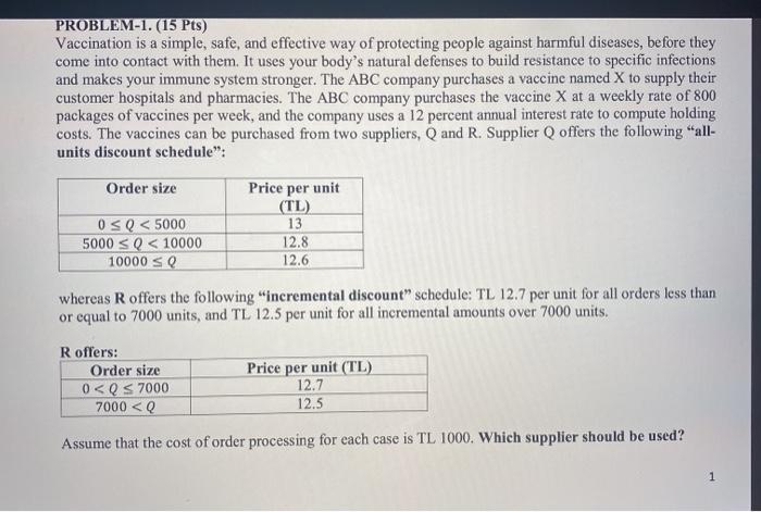 PROBLEM-1. (15 Pts) Vaccination is a simple,