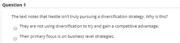 Management Strategy: Q1 (selected answer is