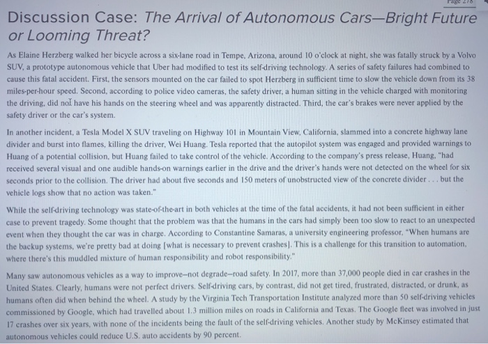read the article case: The arrival or autonomous