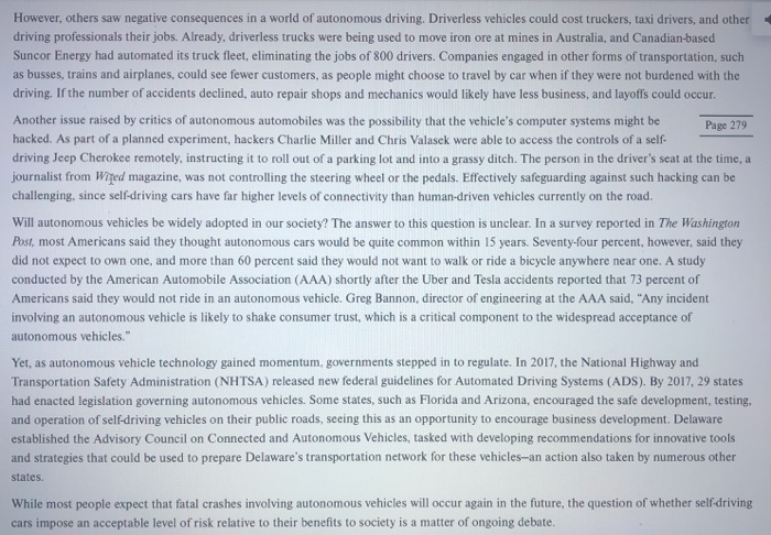 read the article case: The arrival or autonomous