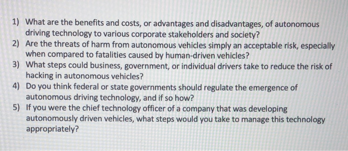 read the article case: The arrival or autonomous