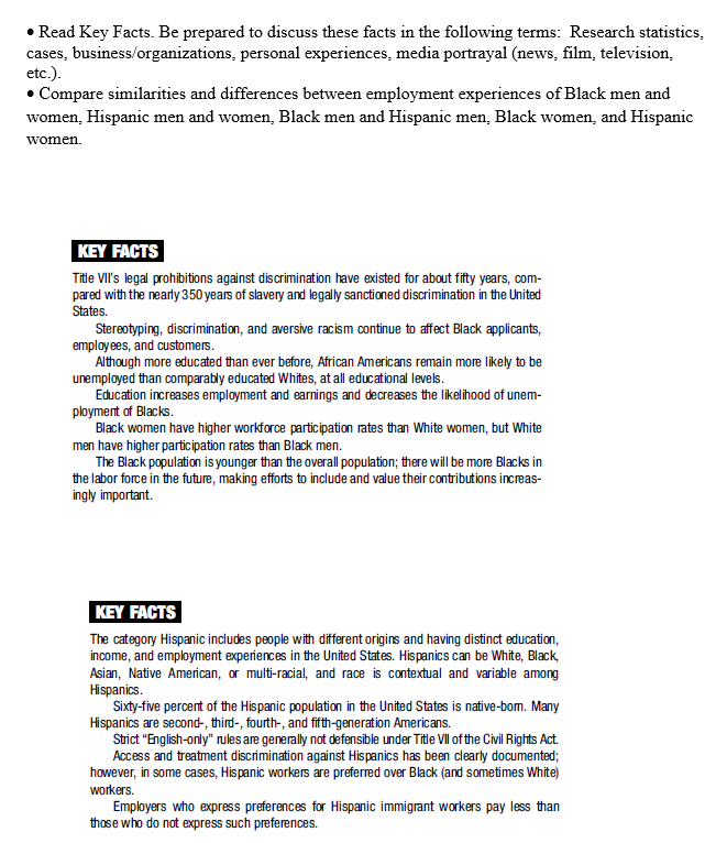 Read Key Facts. Be prepared to discuss these