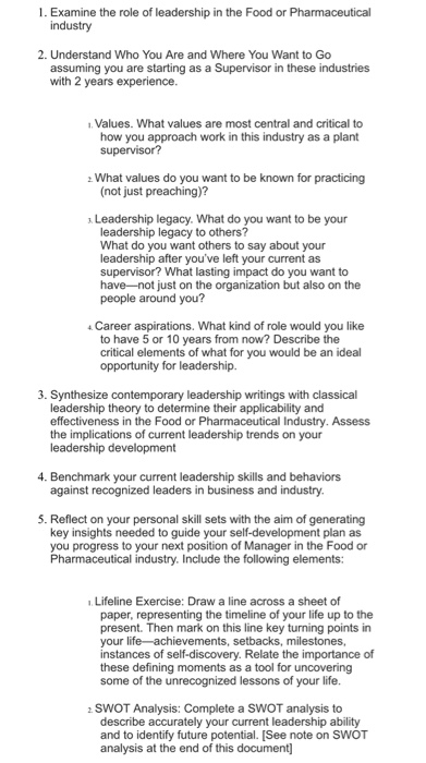 1. Examine the role of leadership in the Food or