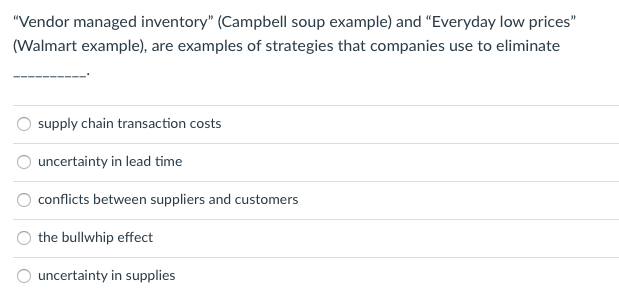 "Vendor managed inventory" (Campbell soup