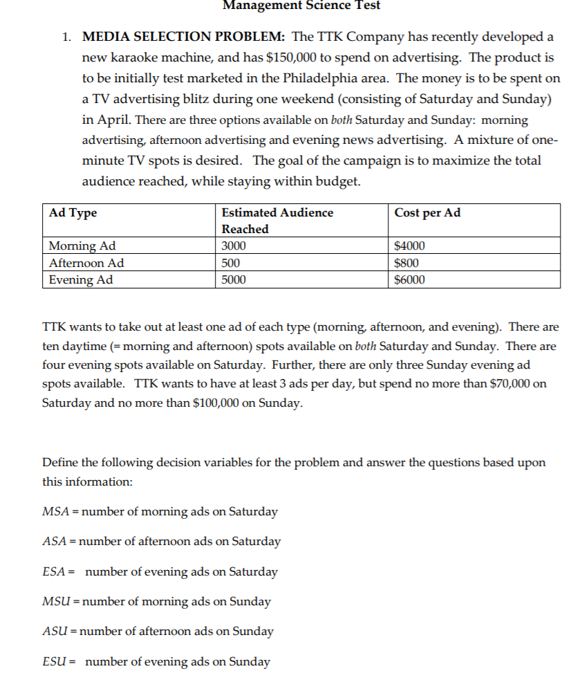 To answer this question, please SOLVE the