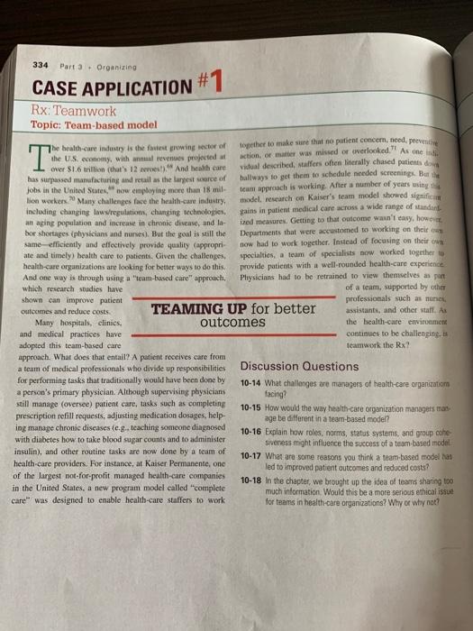 334 Part 3. Organizing CASE APPLICATION #1 T Rx: