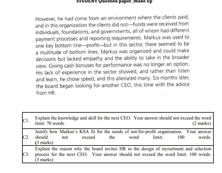 Case 1 - Markus Markus has climbed his way up the