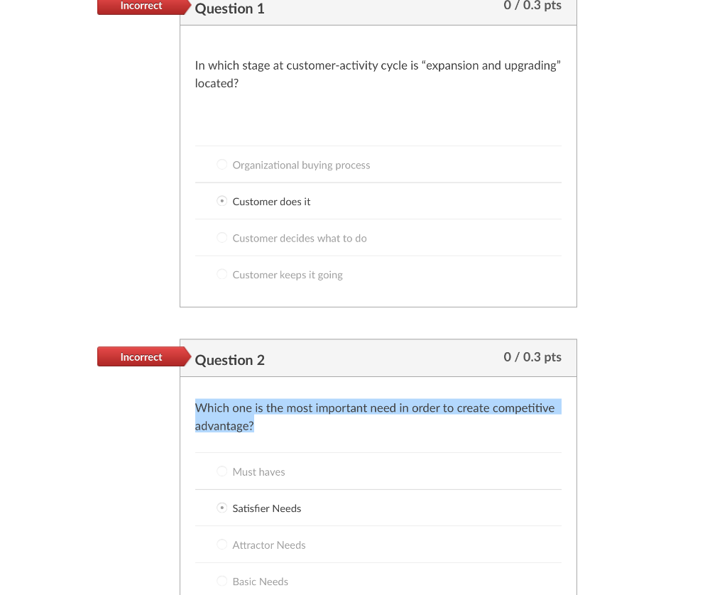 Incorrect Question 1 0/0.3 pts In which stage at