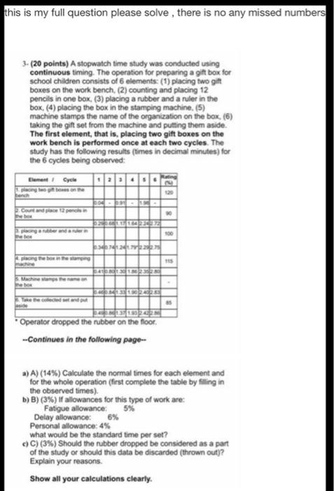 please solve it by hands not Excel sheet!!! this
