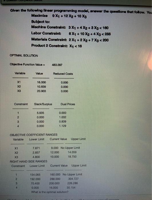 Answer the following: a. what is optimal