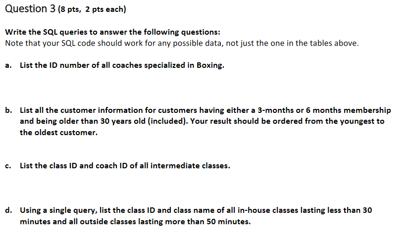 The tables and relational model shown below are