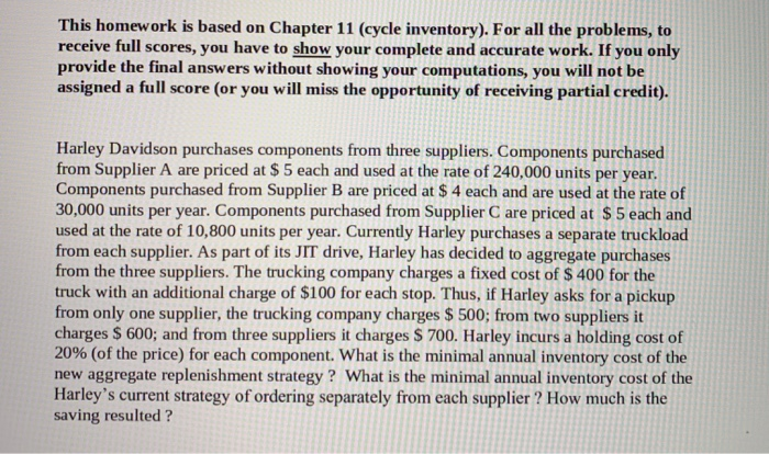 This homework is based on Chapter 11 (cycle