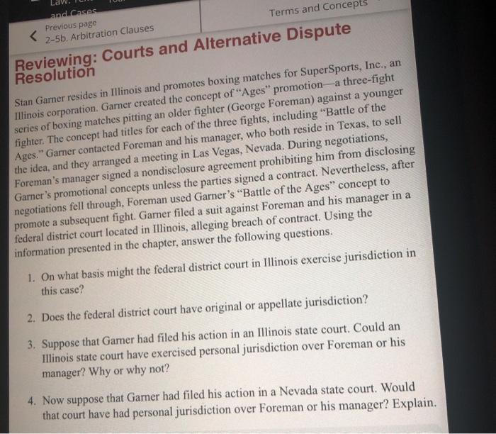 and cases Previous page 2-5b. Arbitration Clauses