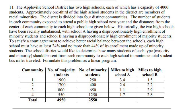 11. The Appleville School District has two high