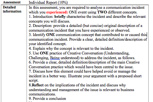 Assessment Detailed information Individual Report