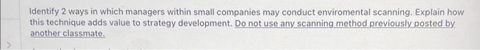 Identify 2 ways in which managers within small