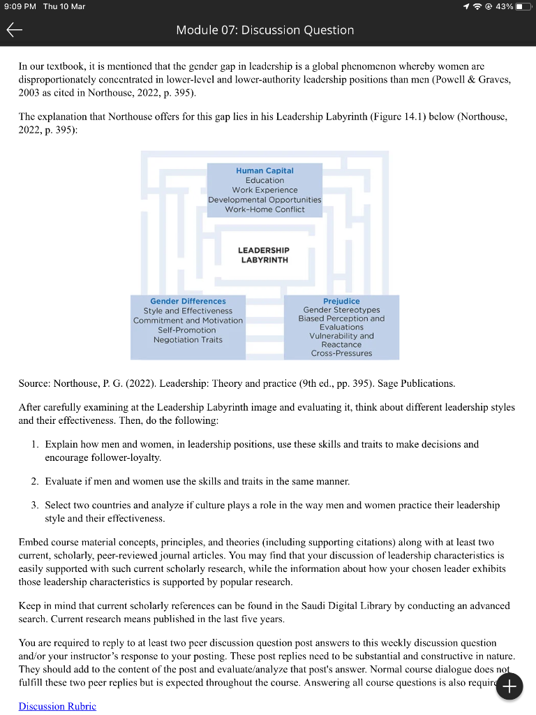 9:09 PM Thu 10 Mar 19 43% Module 07: Discussion