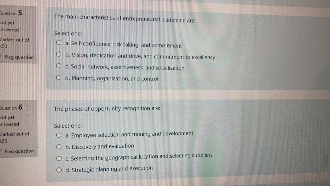 Question 5 The main characteristics of