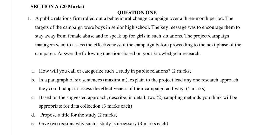 SECTION A (20 Marks) QUESTION ONE 1. A public