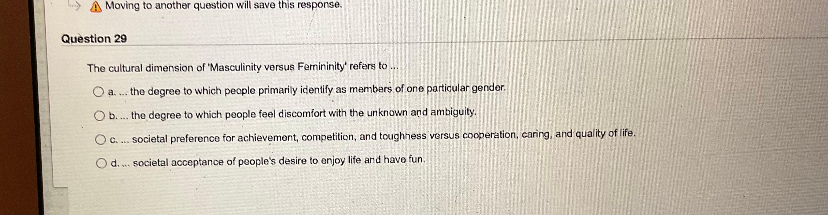 Moving to another question will save this