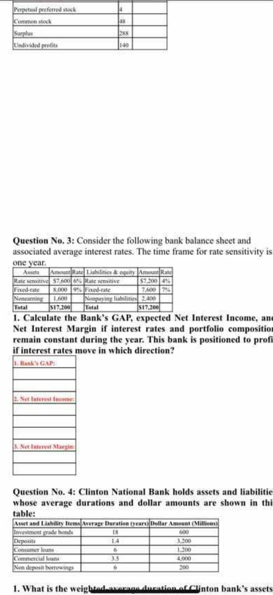 Question No. 1: Given Data Salve for Net Income