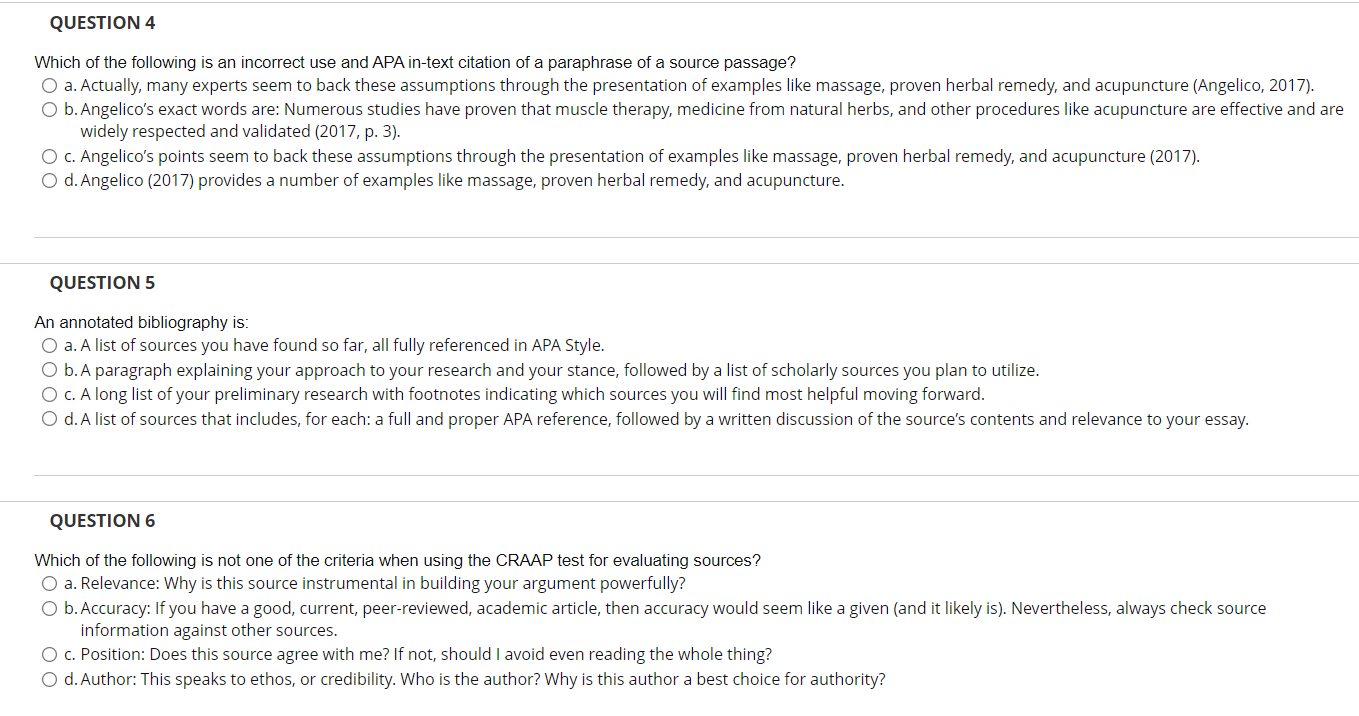 QUESTION 1 When integrating a quotation into your