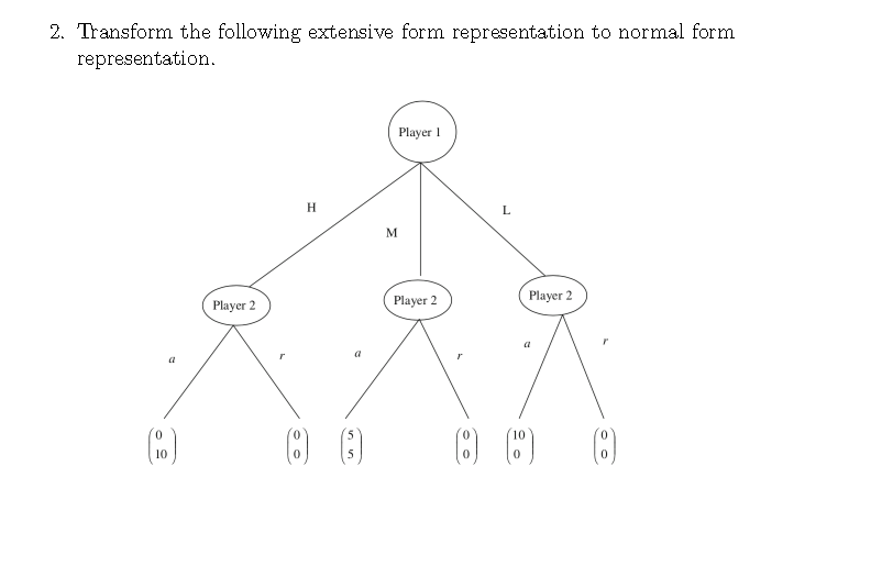 2. Transform the following extensive form