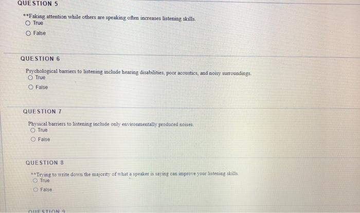 QUESTION 5 **Faking attention while others are