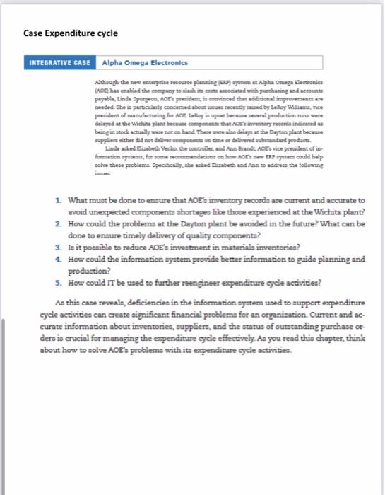 Case Expenditure cycle INTEGRATIVE CASE Alpha