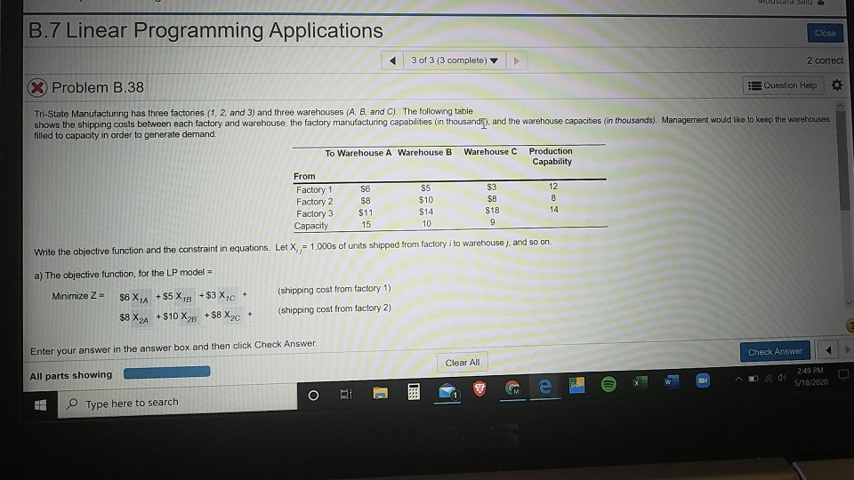 need help with just part B? Wslaid di B.7 Linear